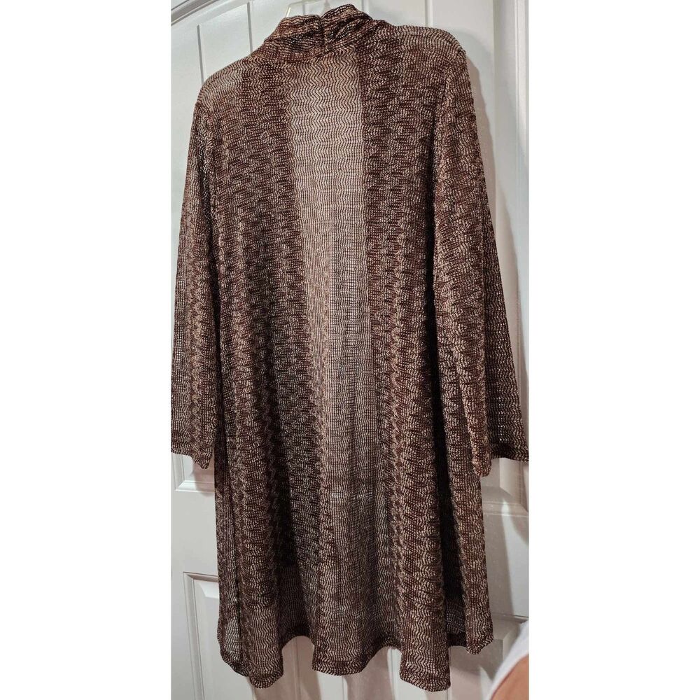 Decorated Originals Sheer Open Front Cardigan - Brown, Size 2X